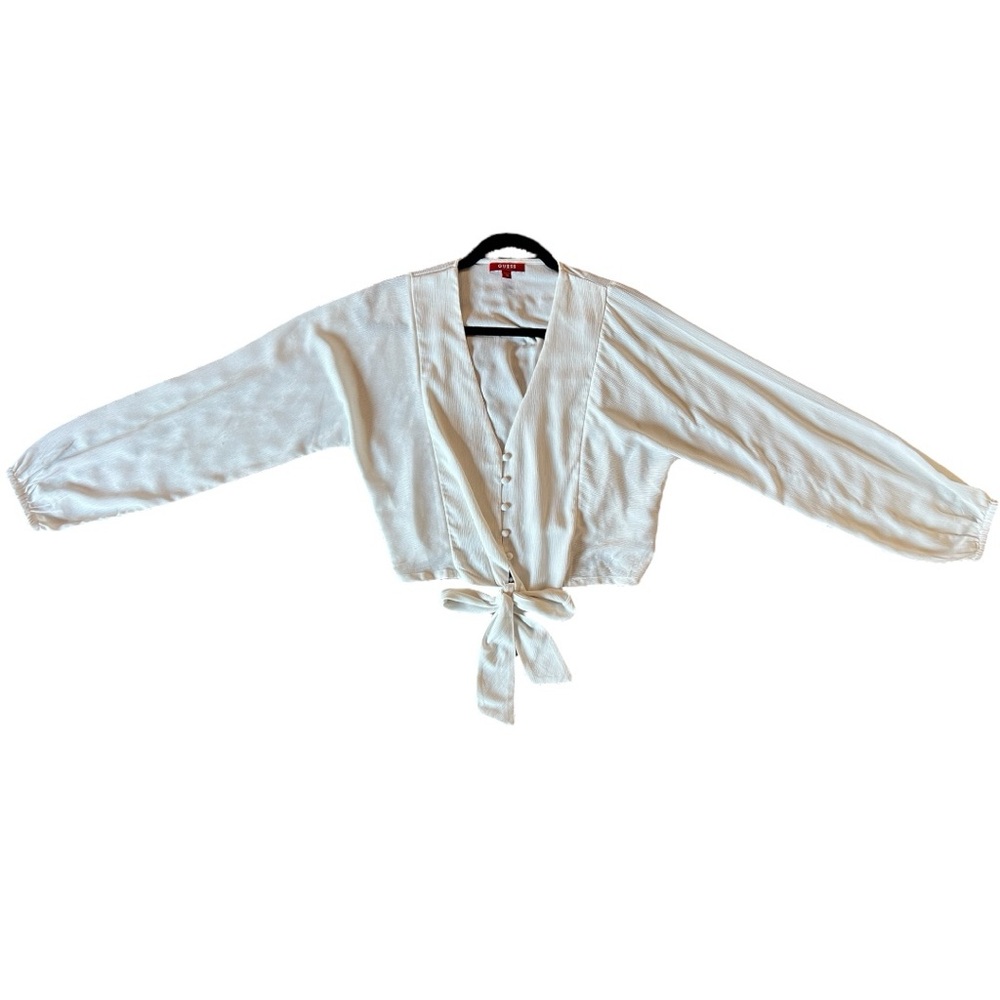 Guess White Tie-Front Blouse